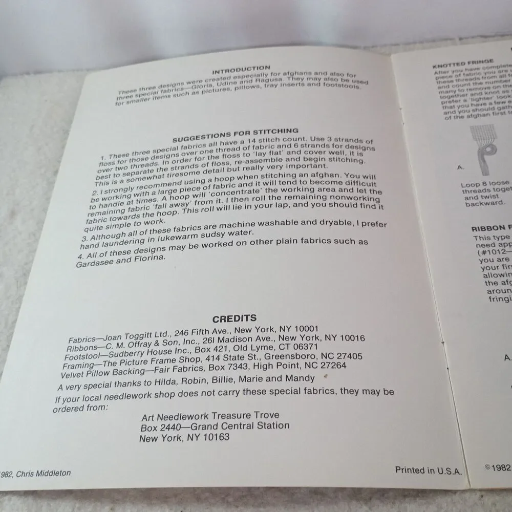 Vintage 1982 Afghans Anyone Chris Middleton Cross Stitch Pattern Book CM-3